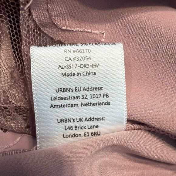 Allina Liu Calla Satin Slip Dress Size 6 Pink Lace Insets Open Back Tie Midi EUC - Picture 14 of 16